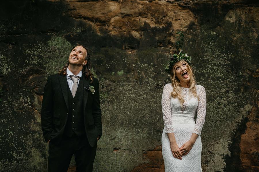 Wedding couple pulling funny faces with Ed Godden Photography