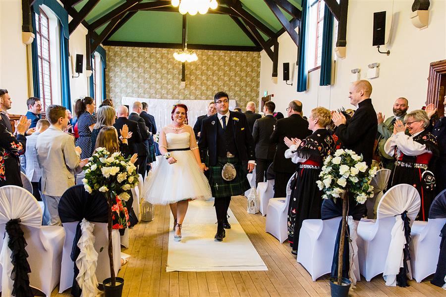 Bride and groom get married at Burton Town Hall
