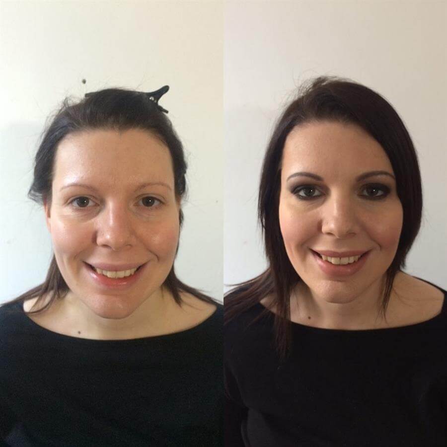 Jo's before and after, Ms Moo Make Up, bridal make-up