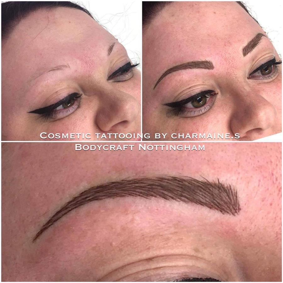 Microbladed eyebrows on Ms Moo by Charmaine at BODYCRAFT