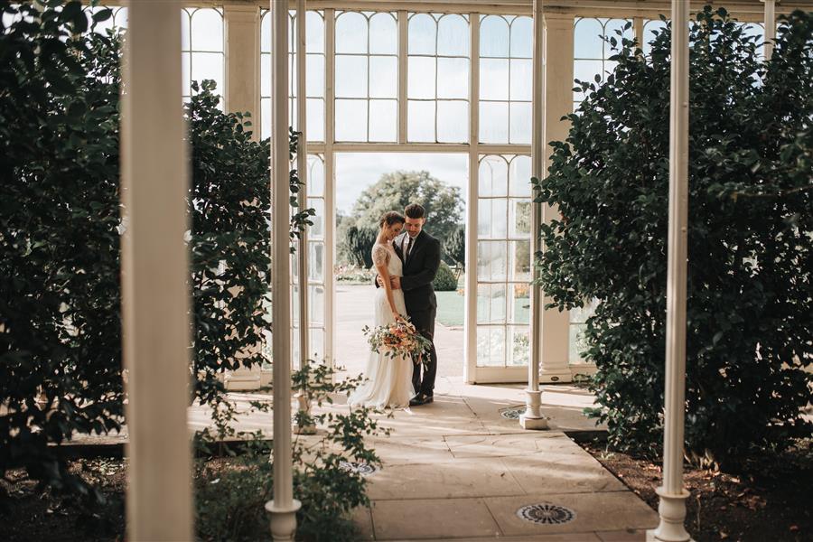 Bride and groom at Wollaton Hall, Nottingham