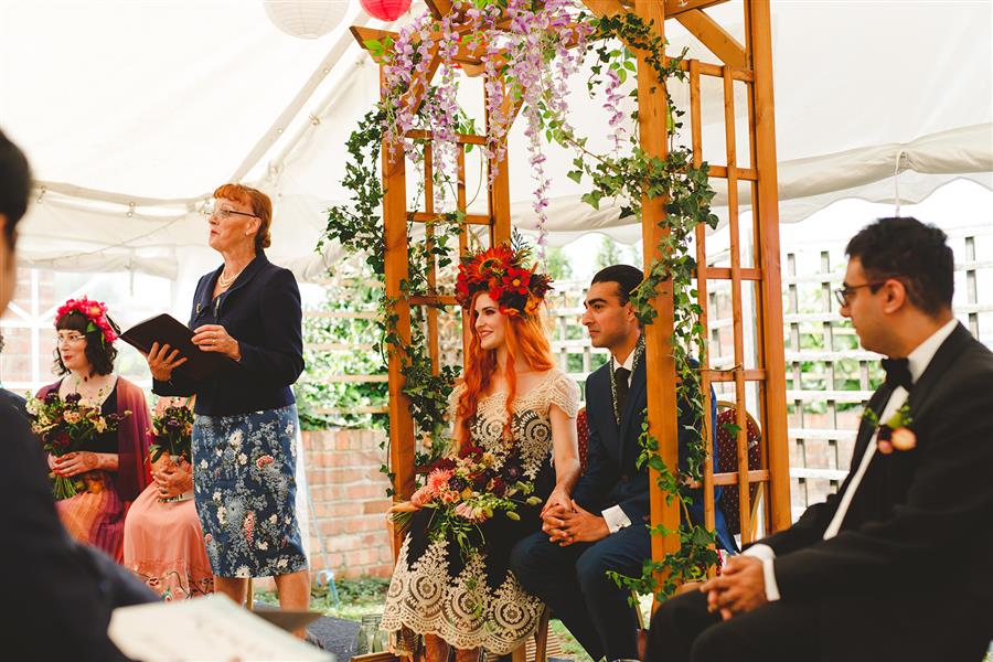 Wedding arch with flowers and ivy