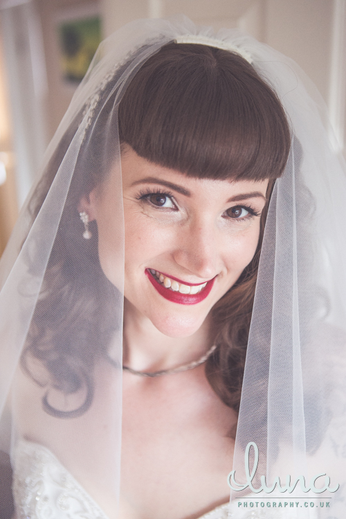 Smiling bride to be with vintage makeup by Ms Moo
